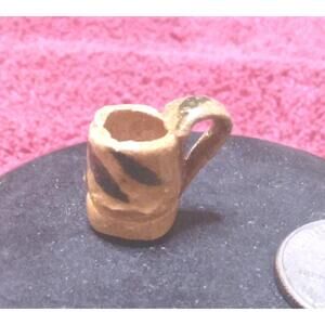 Antique Miniature Tiki Mug German dollhouse Walnut Carving Hand Painted